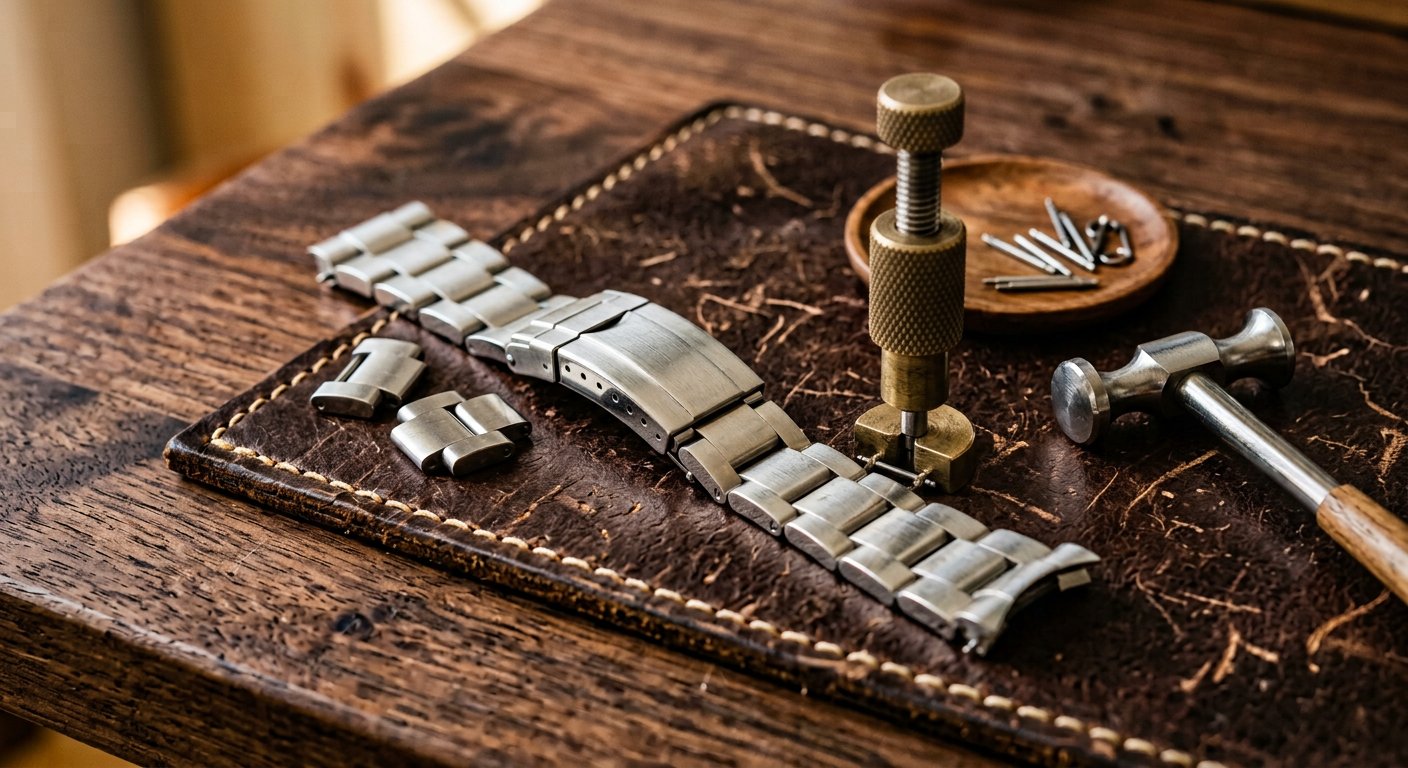Read more about the article Как укоротить стальной браслет наручных часов дома: пошаговая инструкция по снятию шпилек и звеньев