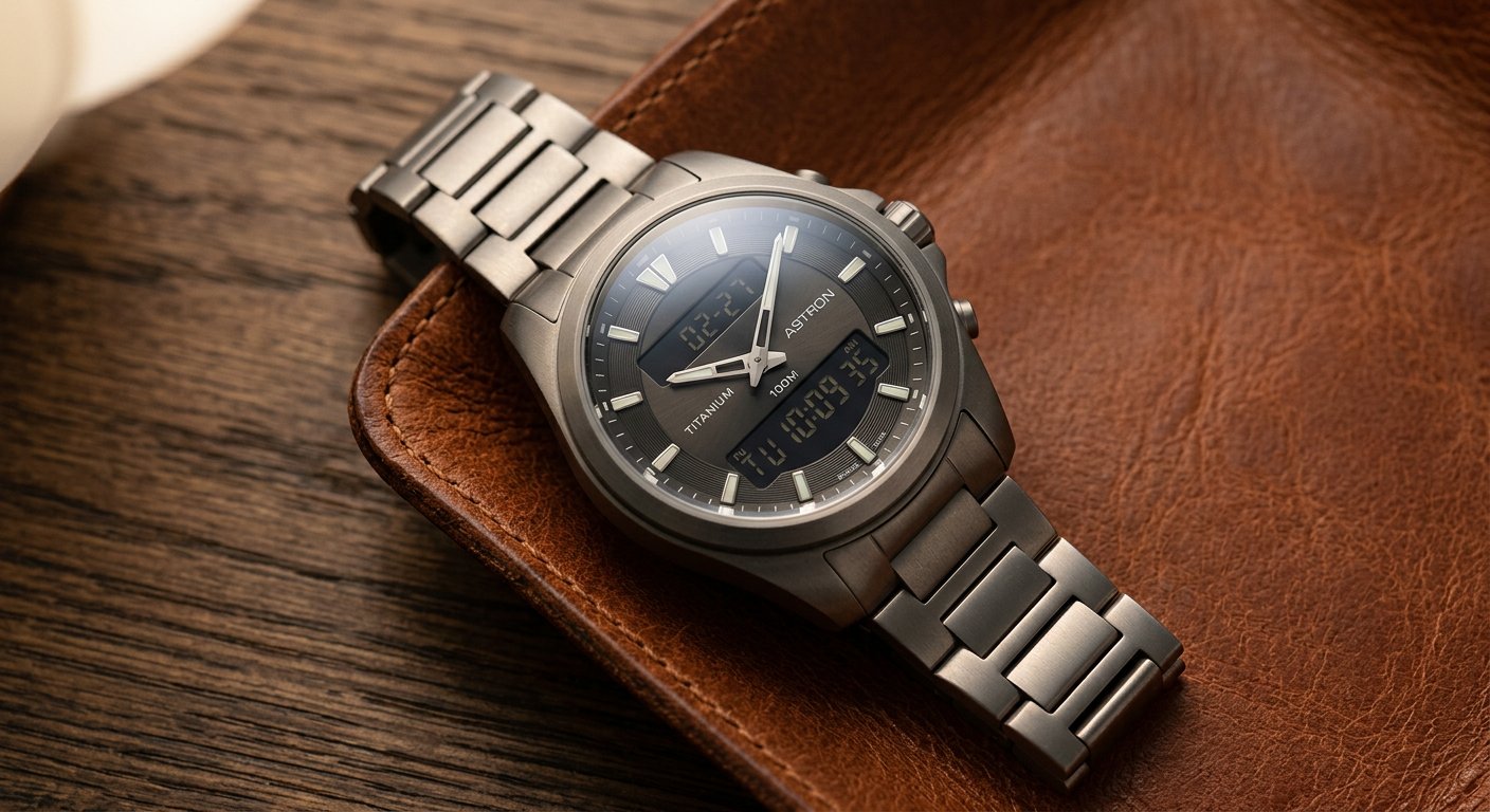комбинированные часы casio lineage в титановом корпусе